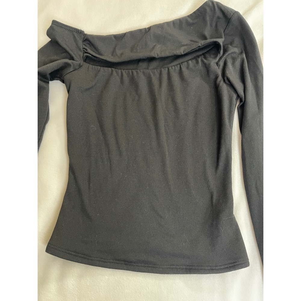 Windsor Womens XS Black One Shoulder Long Sleeve Cutout Asymmetrical Top - Picture 4 of 7